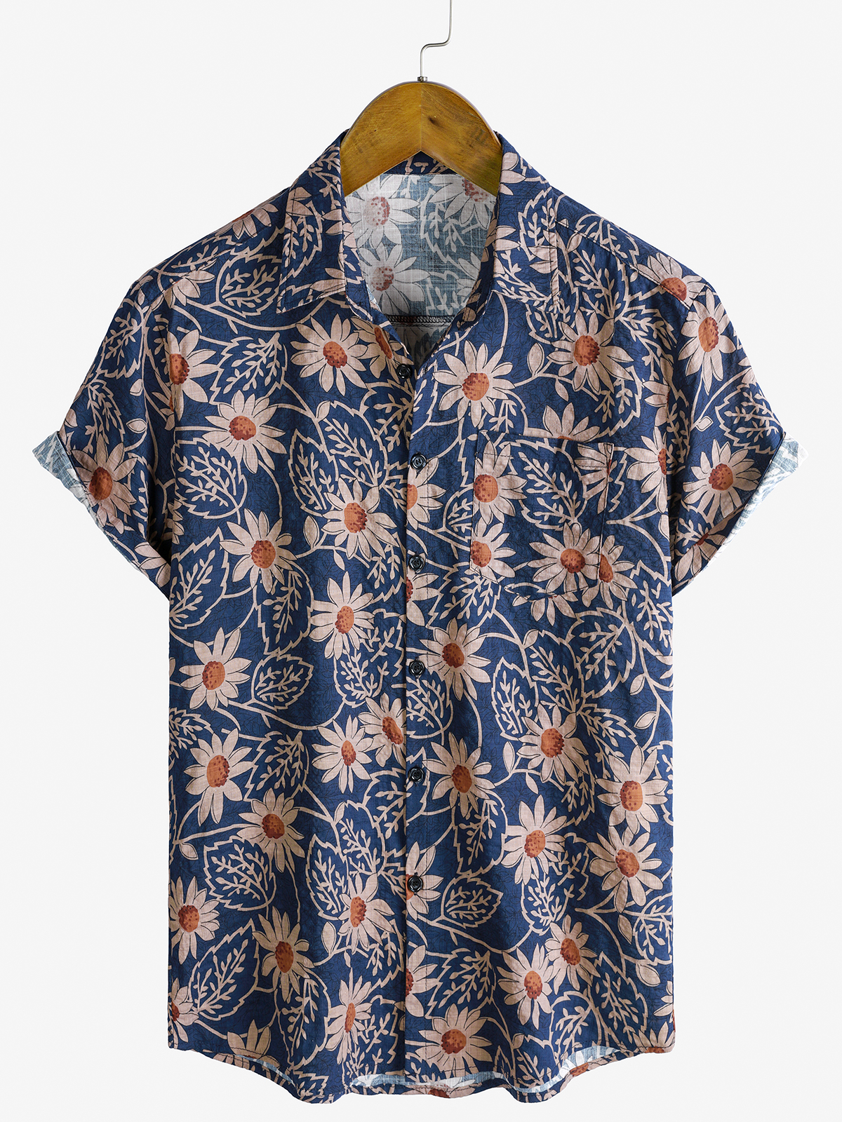 Chemise boutonnée à manches courtes et motif floral pour homme, style rétro, idéal pour les vacances à la plage