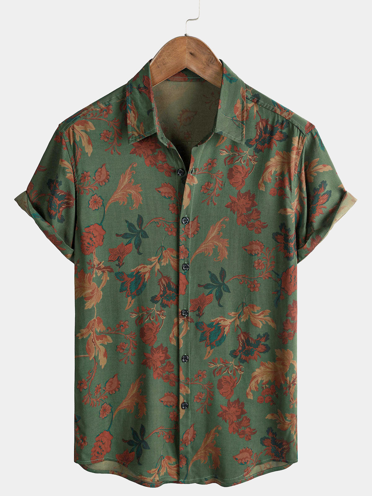 Chemise Homme Style Vintage Décontractée d'Été à Imprimé Manches Courtes