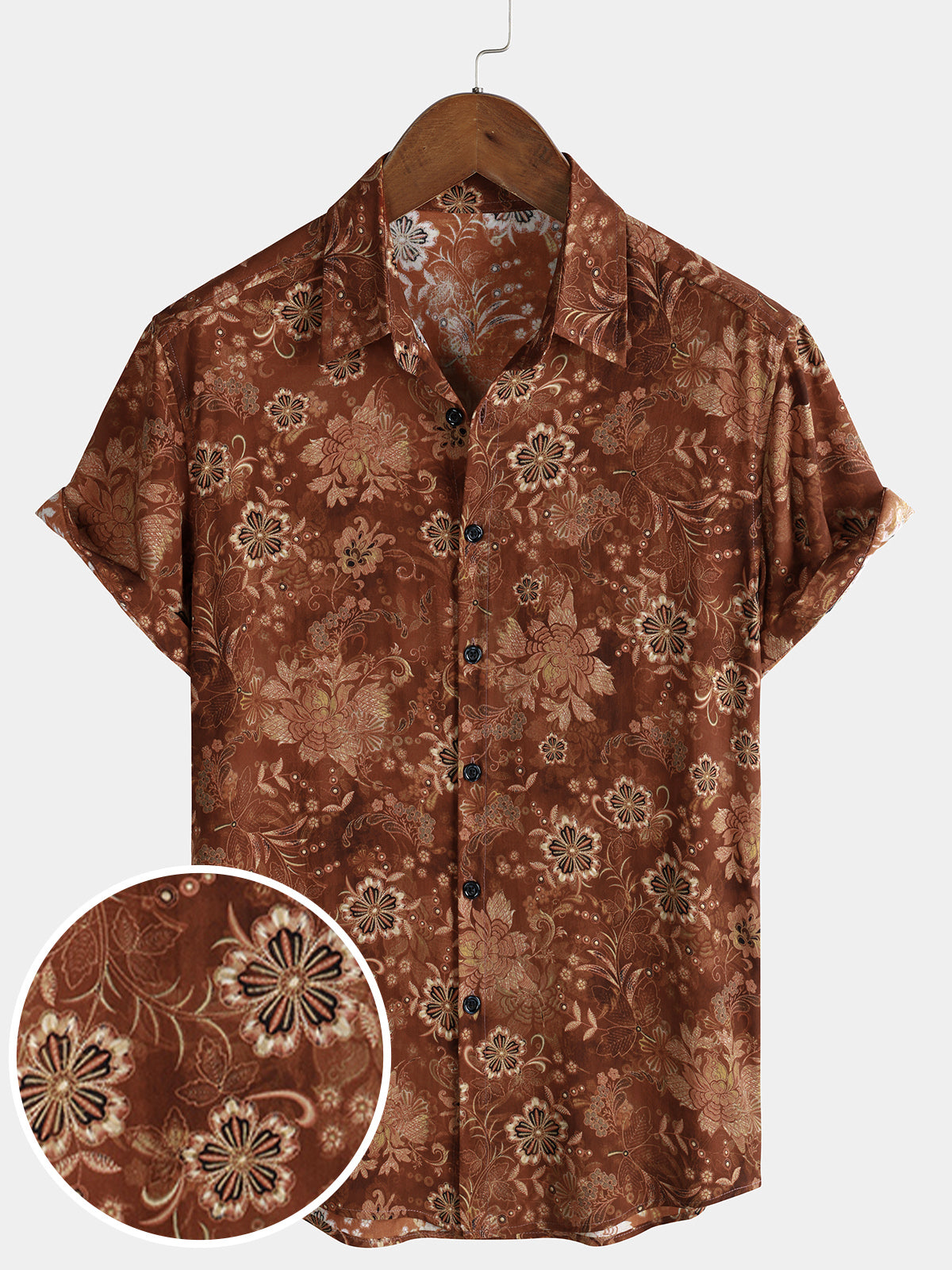 Chemise Homme Florale Vintage Marron