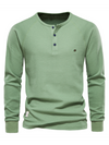 T-shirt en coton à manches longues décontracté pour hommes de couleur unie
