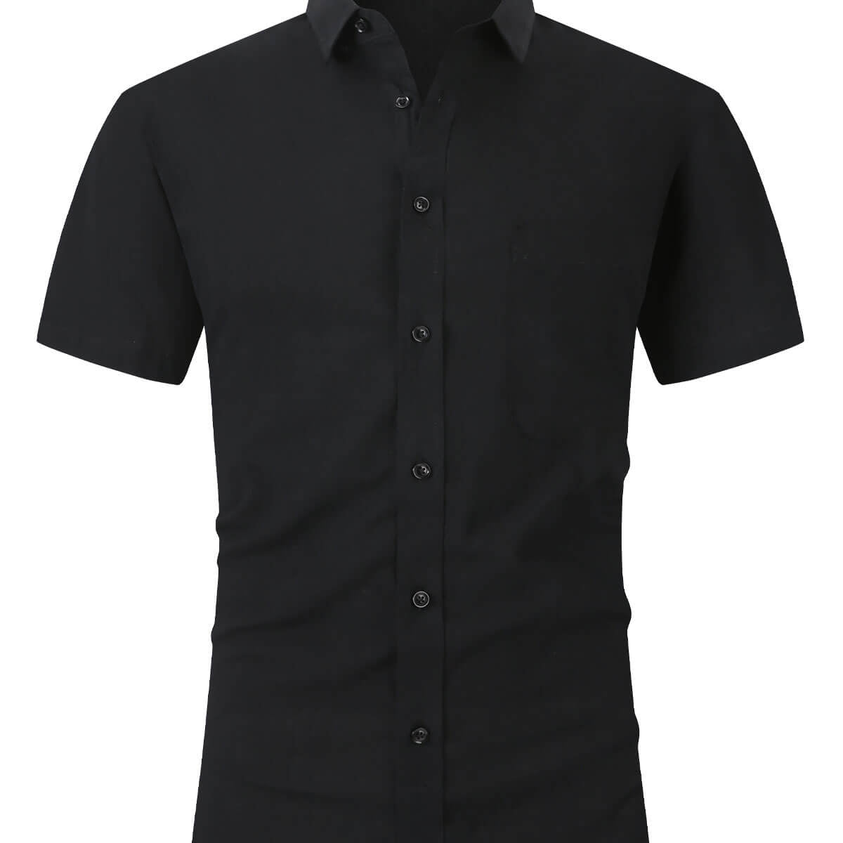 Chemise d'été à manches courtes en coton décontracté avec poche de couleur unie pour hommes