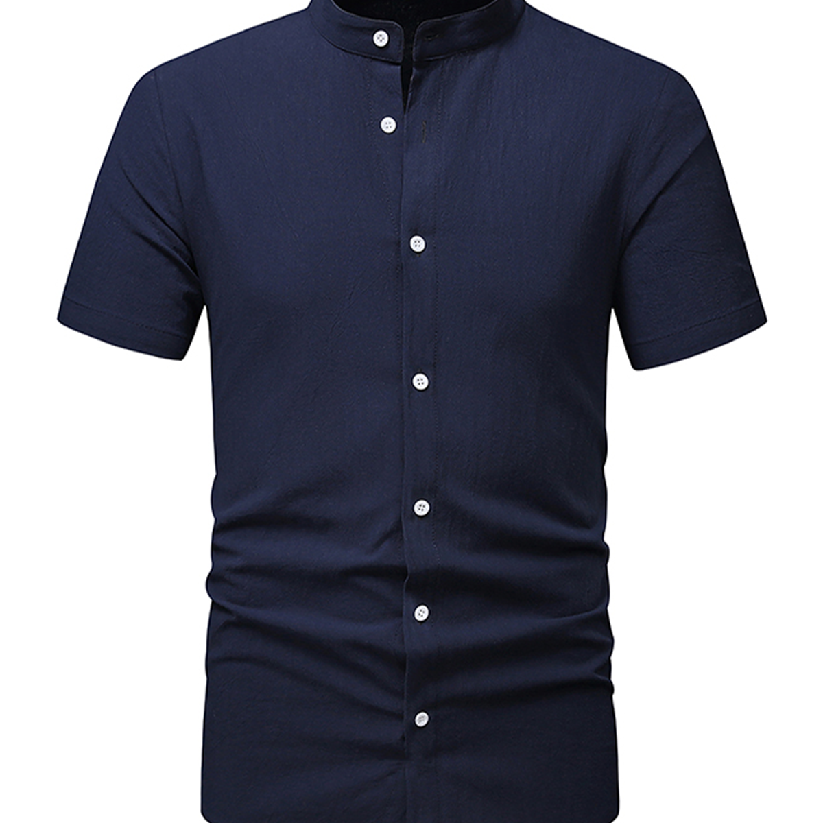 Chemise décontractée à manches courtes en coton de couleur unie pour hommes