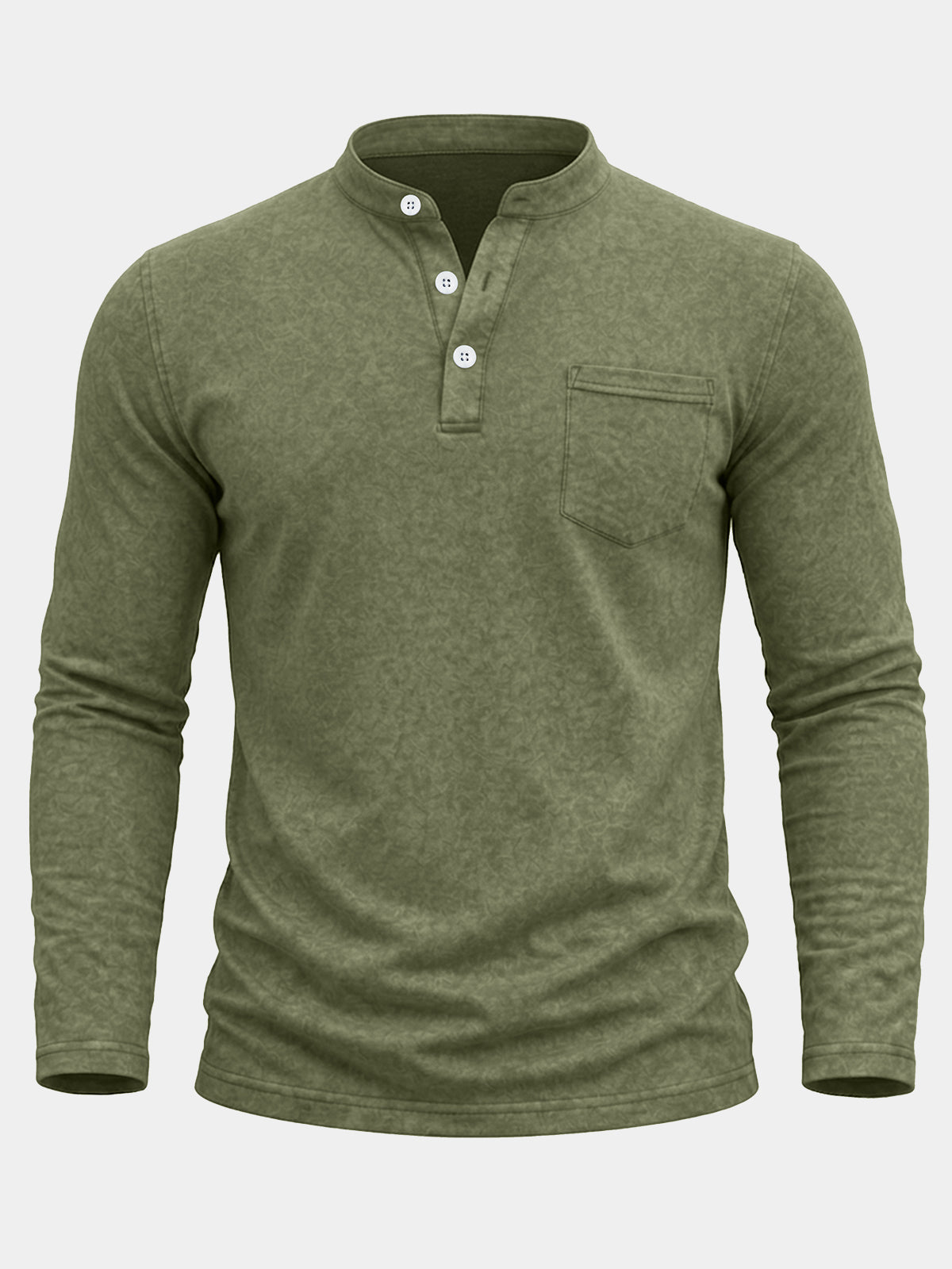 Henley Poche Manches Longues Vert Homme