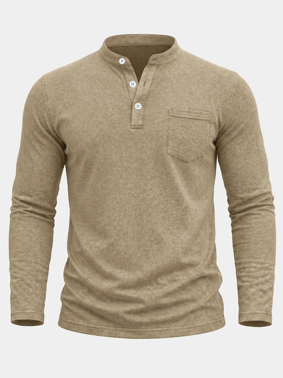 Henley Poche Manches Longues Khaki Homme
