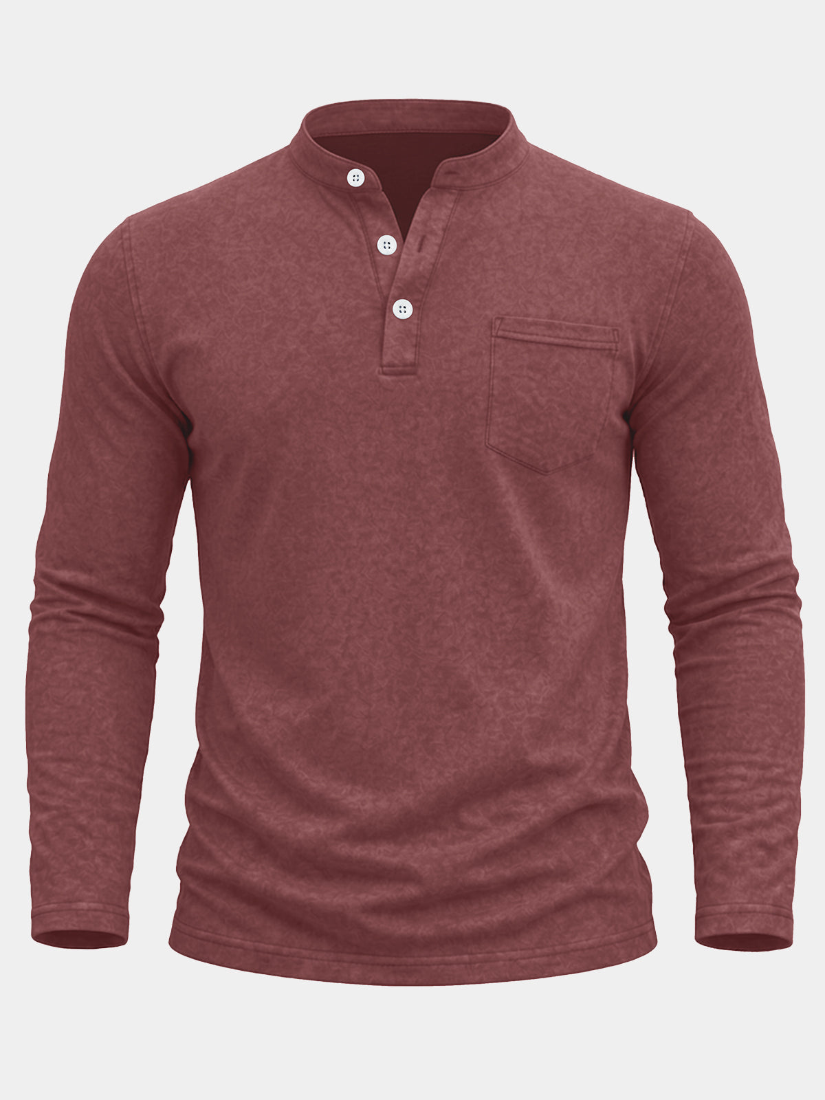 Henley Poche Manches Longues Rouge Homme