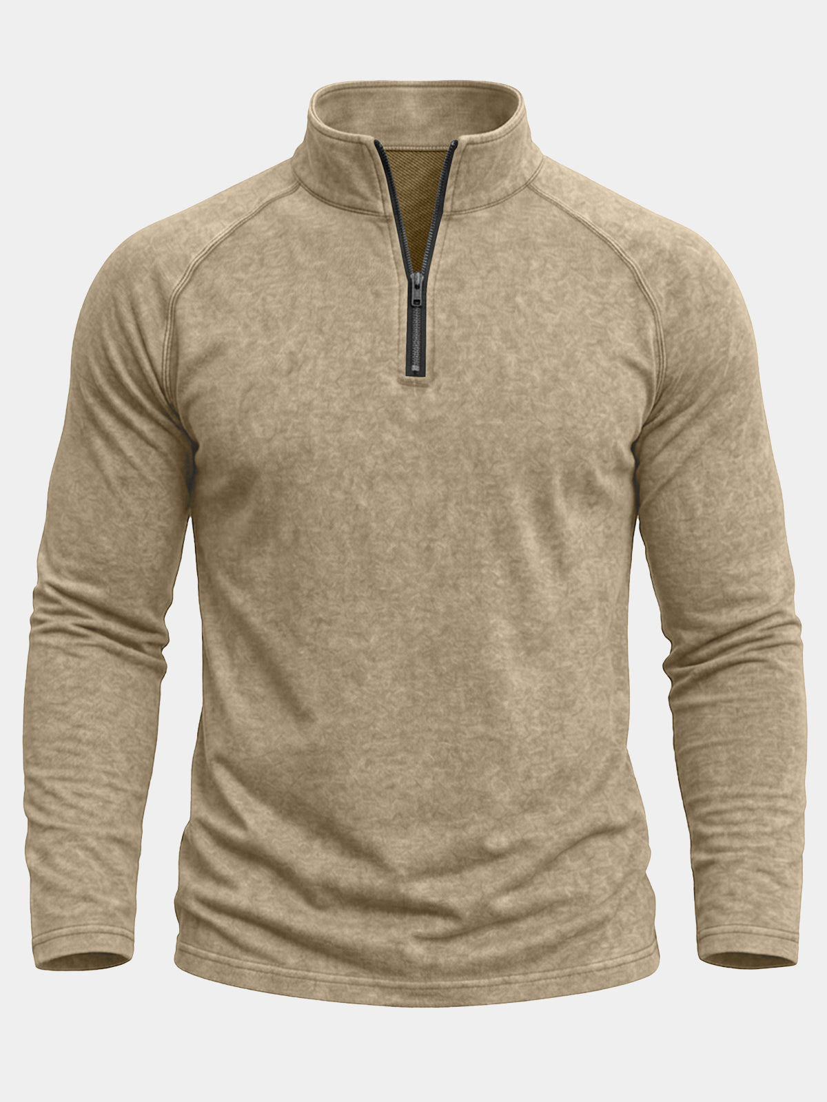 Sweat Col Zippé Raglan Khaki Homme