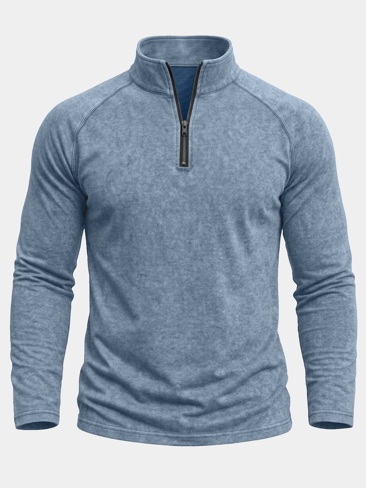 Sweat Col Zippé Raglan Bleu Homme