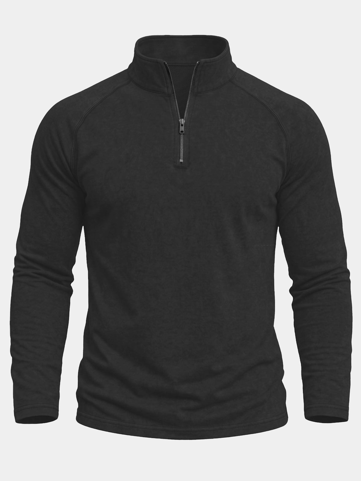 Sweat Col Zippé Raglan Noir Homme