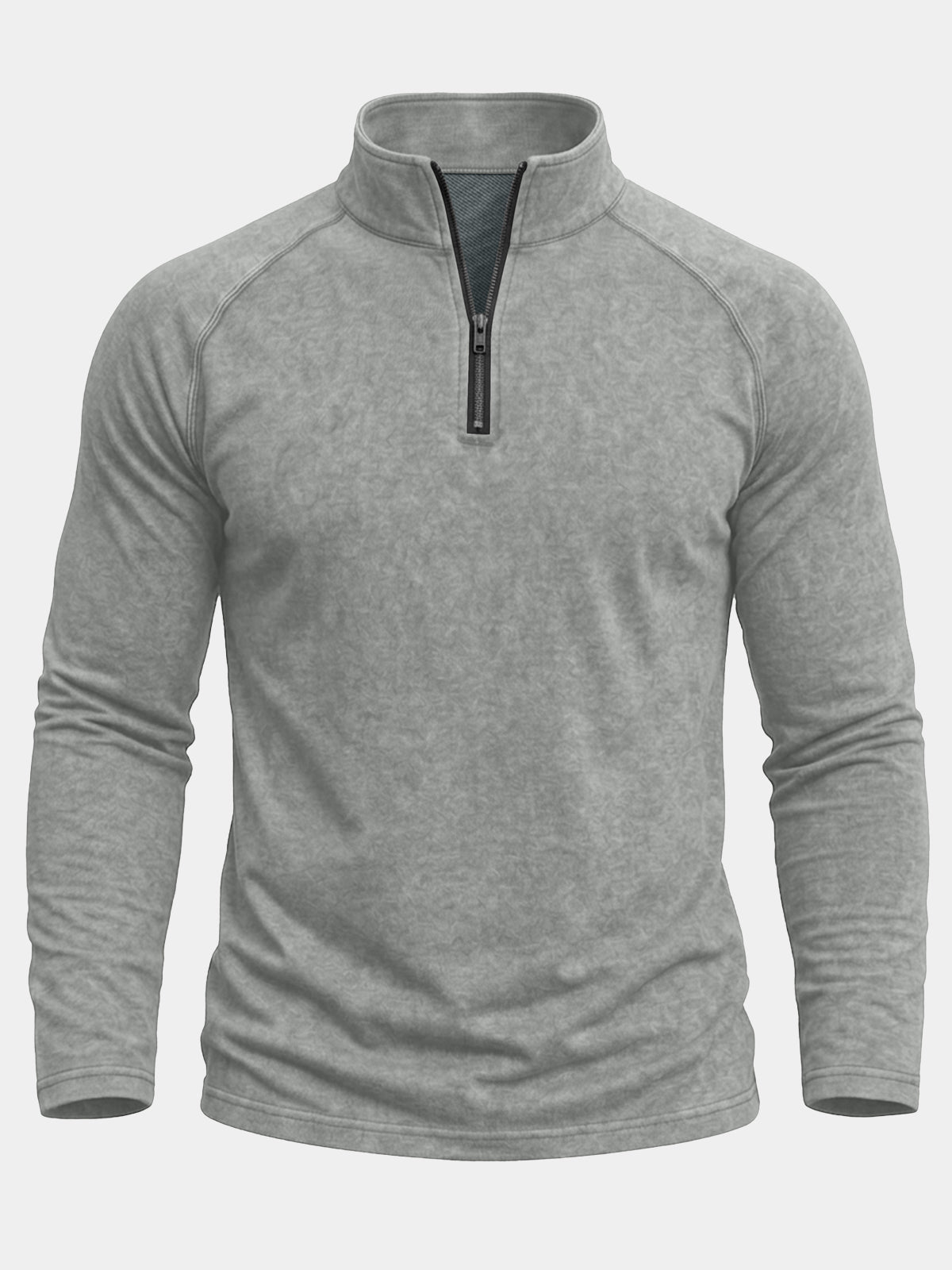 Sweat Col Zippé Raglan Gris Homme