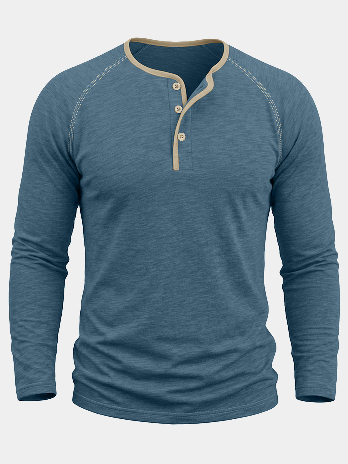 Henley Coton Bloc de Couleurs Bleu Homme
