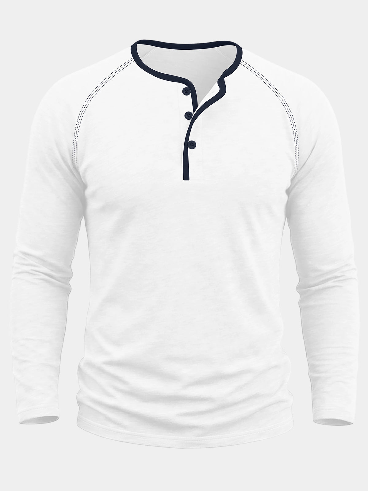 Henley Coton Bloc de Couleurs Blanc Homme