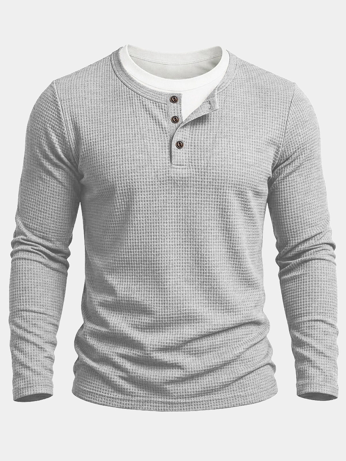 Henley Coton Gaufré Gris Homme