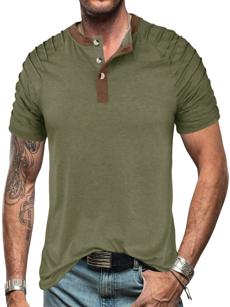 T-shirt à manches courtes respirant pour hommes, couleur unie, bloc de couleurs décontracté