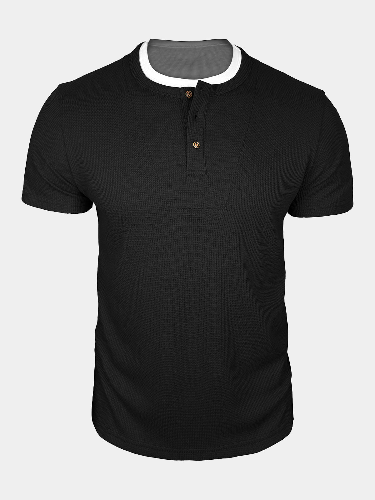 Chemise Homme Henley en Maille Gaufrée Manches Courtes