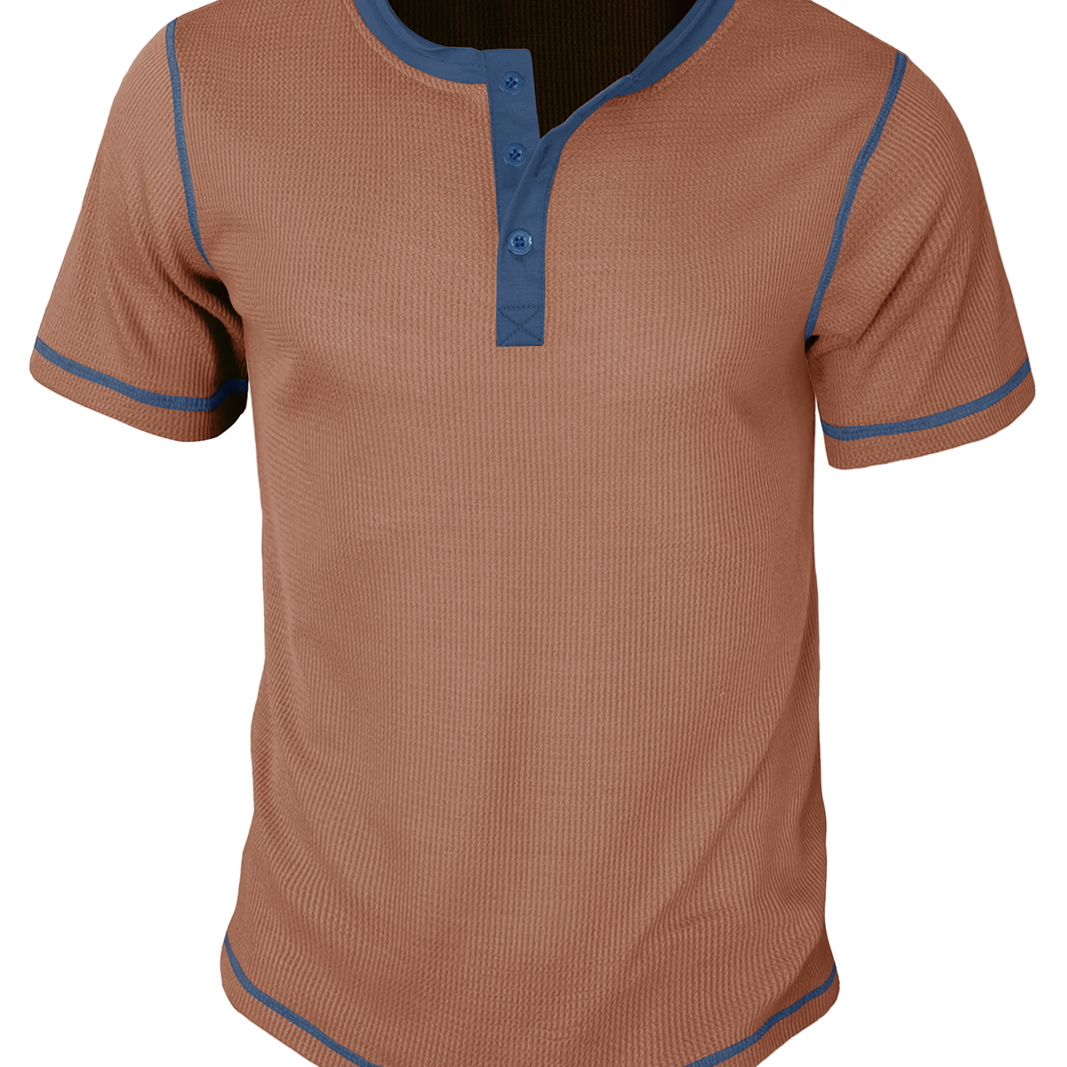 T-shirt vintage à manches courtes et col Henley de couleur unie respirant pour hommes