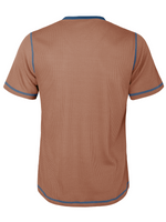 T-shirt à manches courtes vintage à col Henley de couleur unie respirant pour hommes
