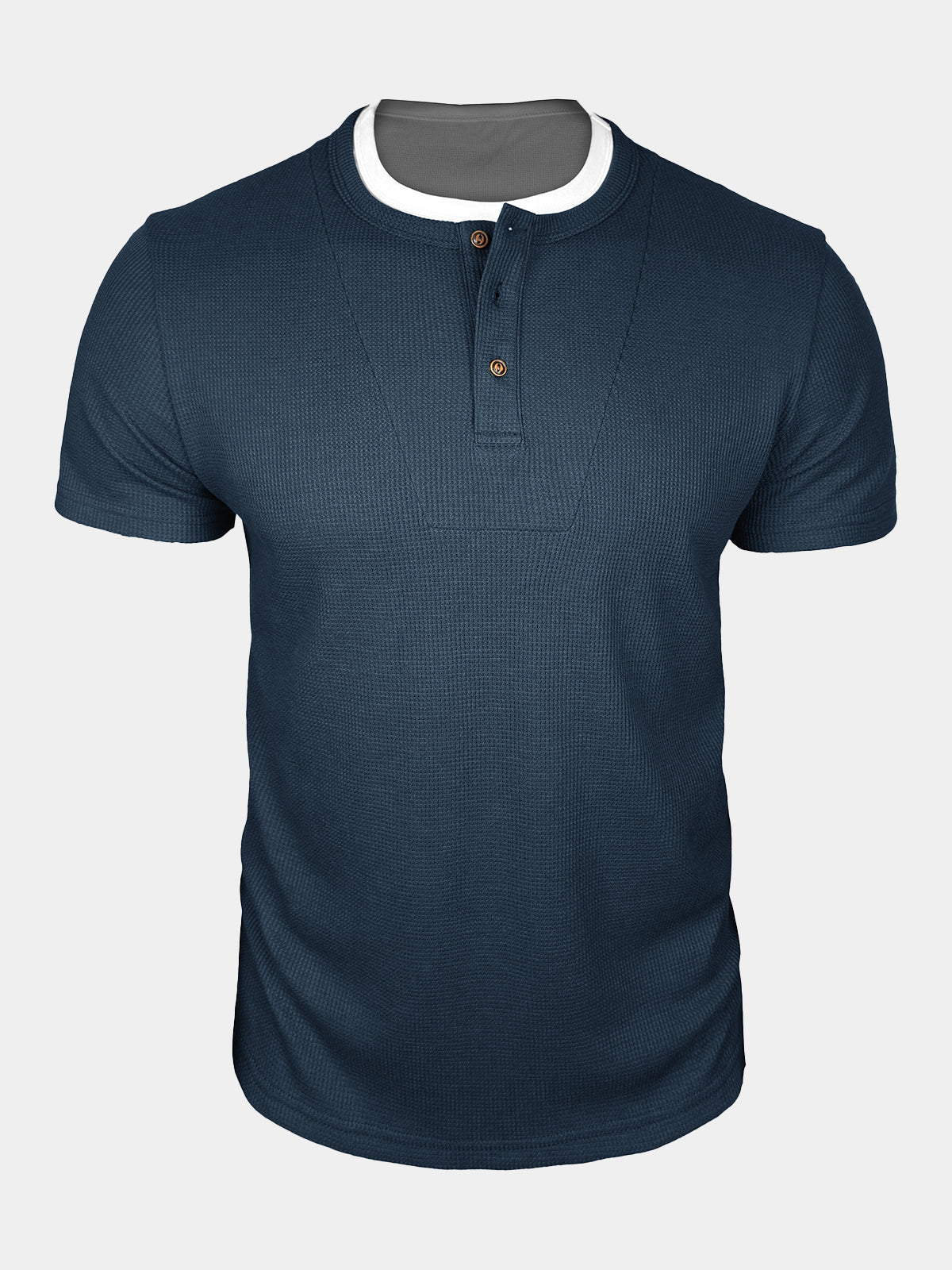 Chemise Homme Henley en Maille Gaufrée Manches Courtes