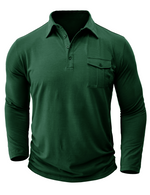 Polo long à poche décontractée de couleur unie pour hommes