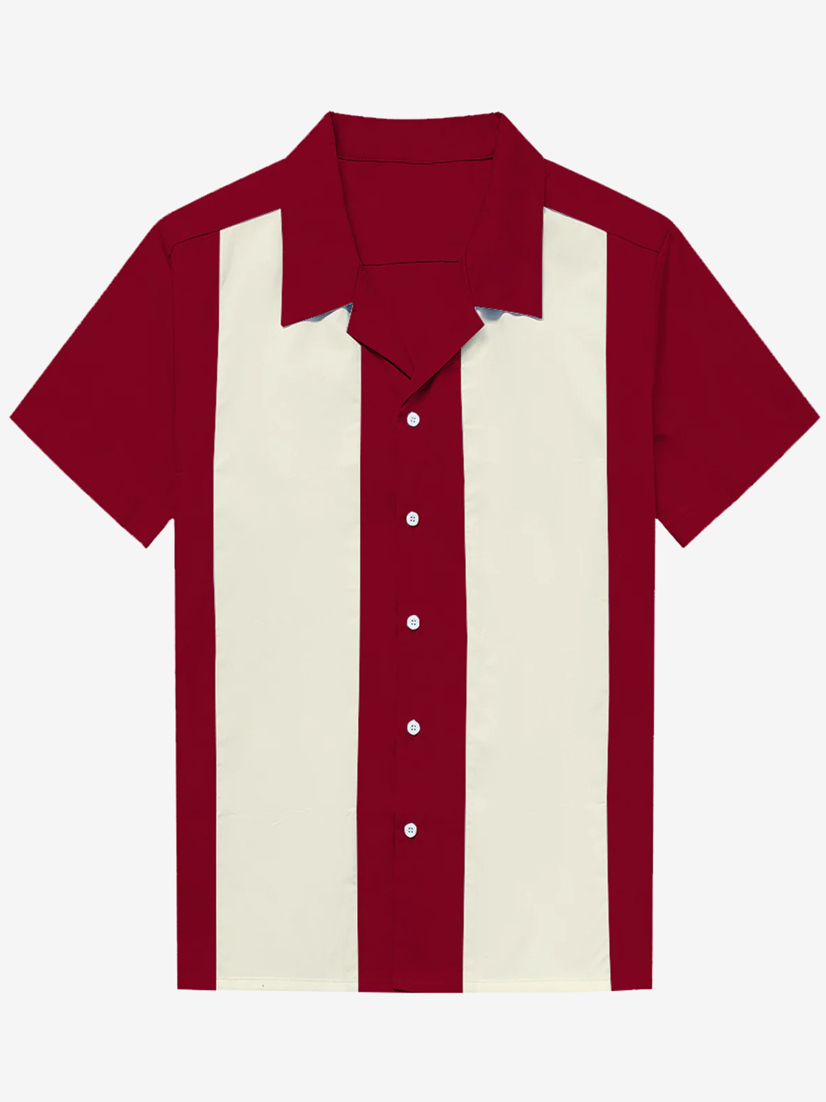 Chemise à manches courtes bleu col cubain des années 50 pour hommes