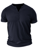 T-shirt décontracté à manches courtes respirant en coton à col en V pour hommes