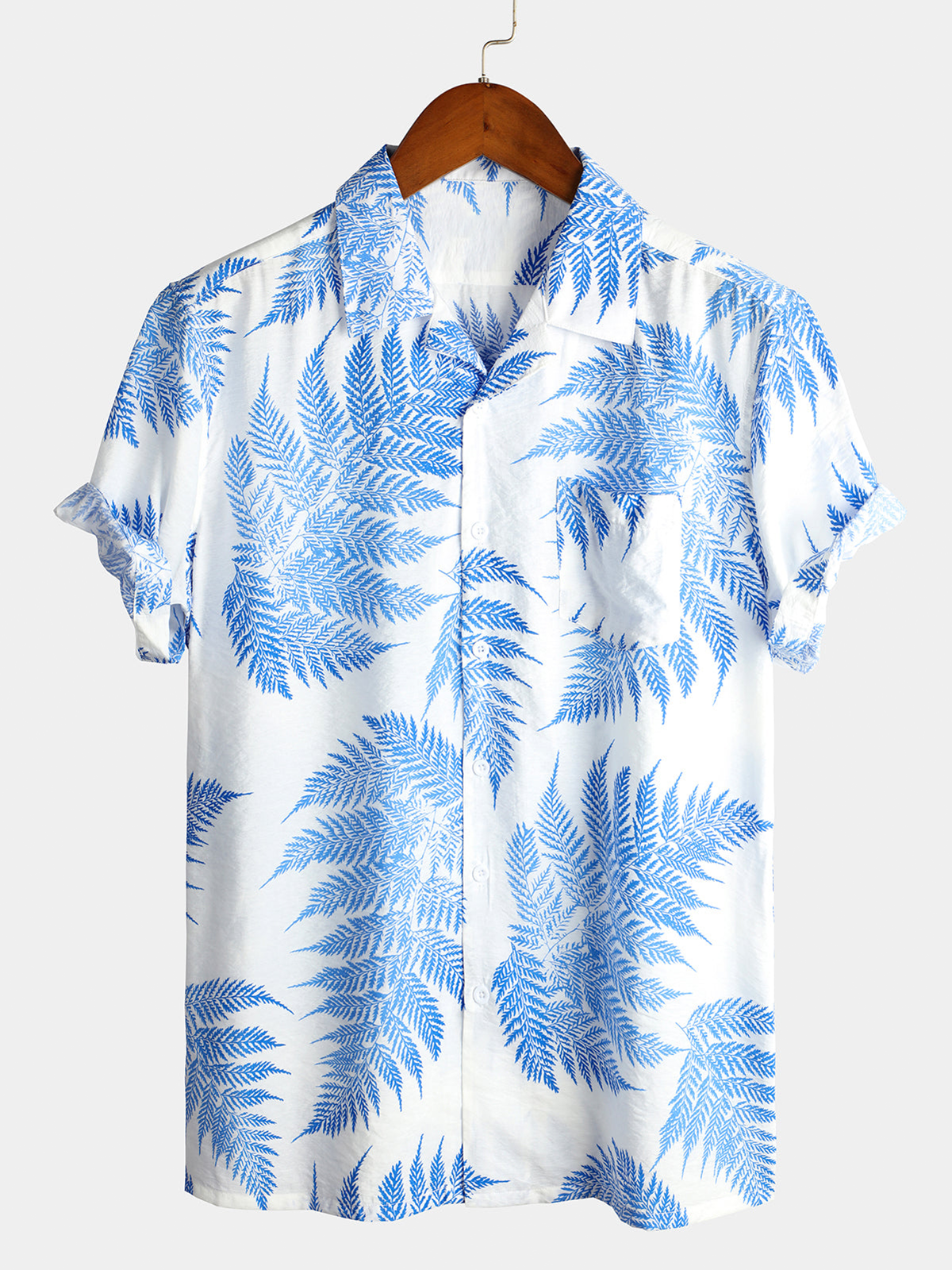 chemise d'homme en pur coton à imprimé style de vacances hawaïennes