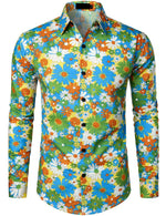 Lot de 4 |Chemise habillée à manches longues boutonnée en coton floral respirant pour hommes