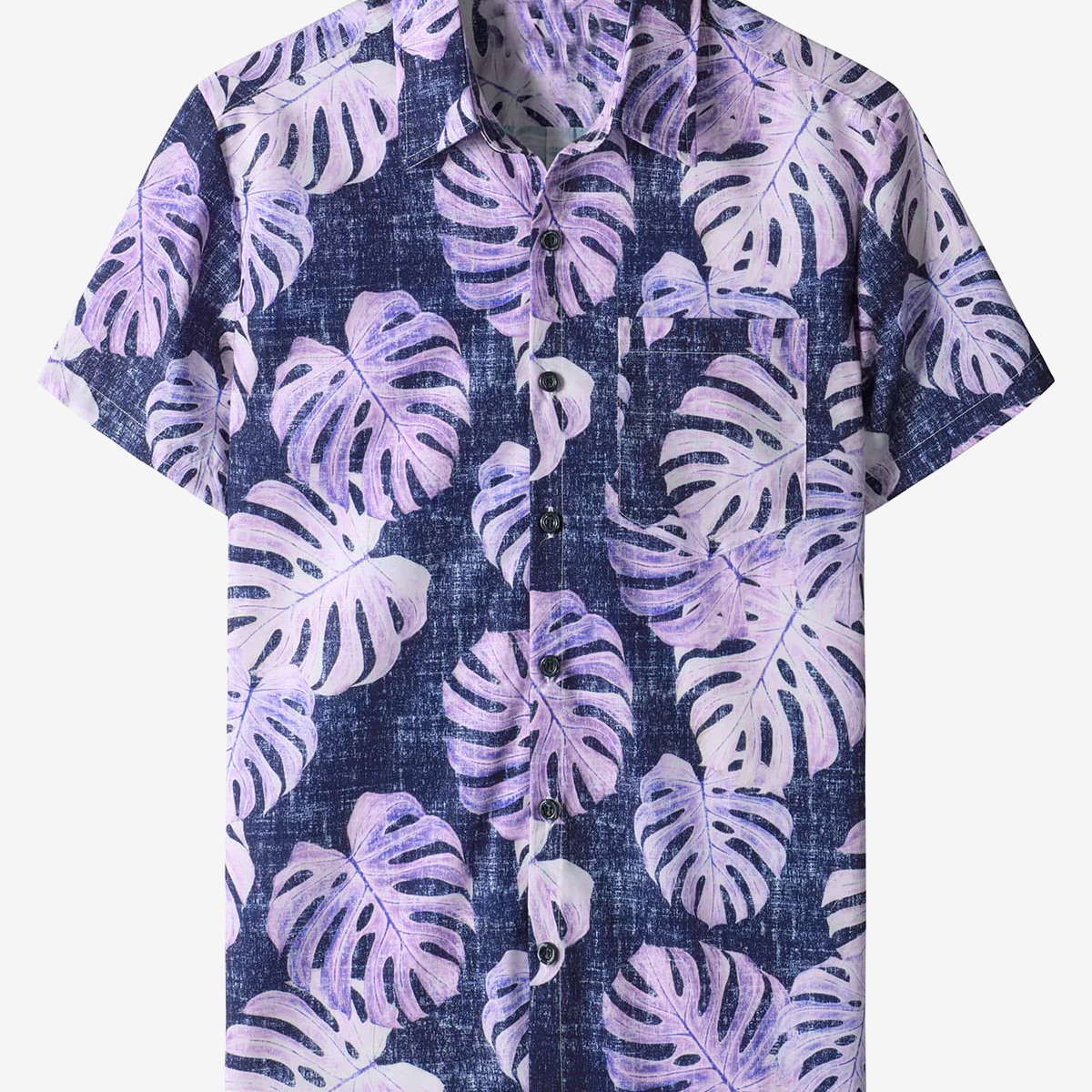 Chemise à manches courtes hawaïennes pour hommes avec poche décontractée et imprimé de plantes tropicales pour hommes