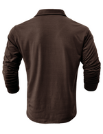 Polo long à poche décontractée de couleur unie pour hommes