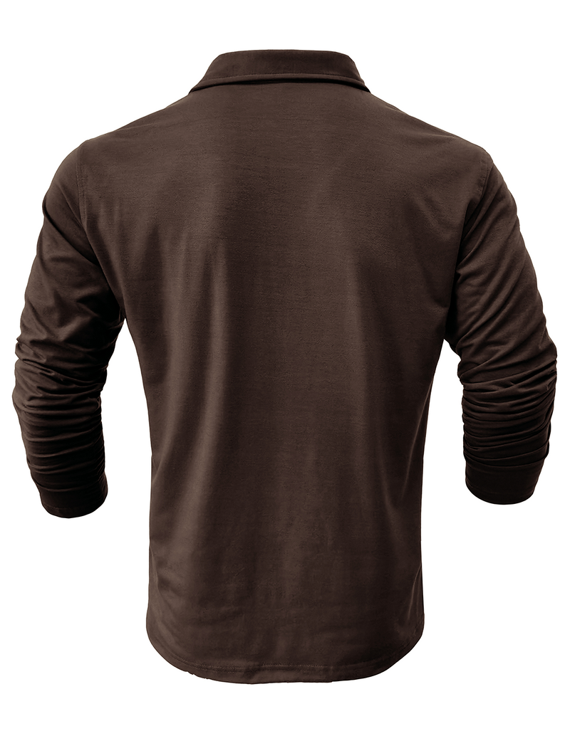 Polo long à poche décontractée de couleur unie pour hommes