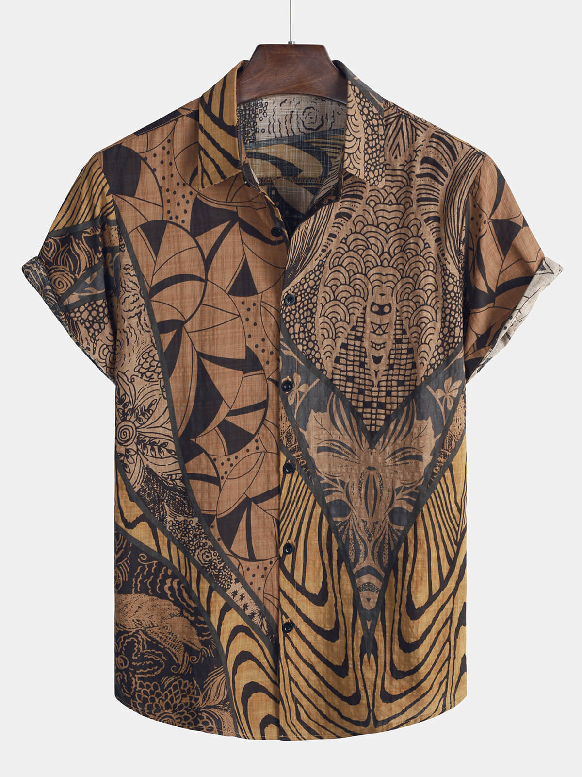 E-mail uniquement | Chemises de plage décontractées à manches courtes en coton à imprimé rétro pour hommes