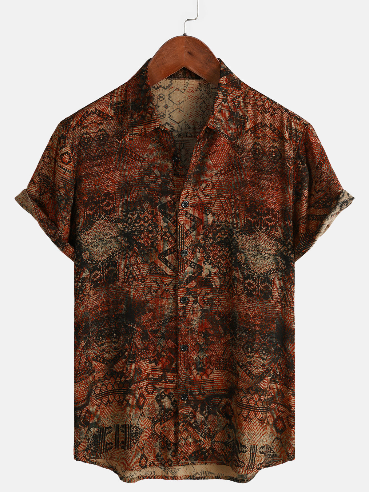 Chemise Rétro Homme Motif Ethnique Rayonne Vacances