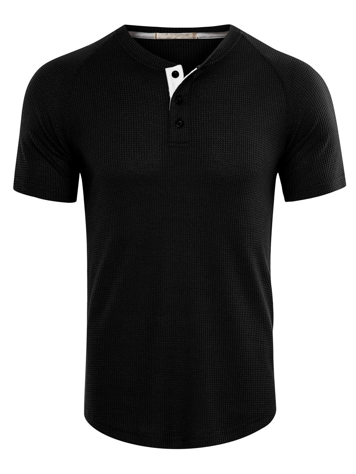 T-shirt Henley décontracté à manches courtes de couleur unie pour hommes