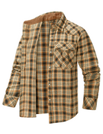 Chemise à manches longues boutonnée avec poche décontractée à carreaux pour hommes