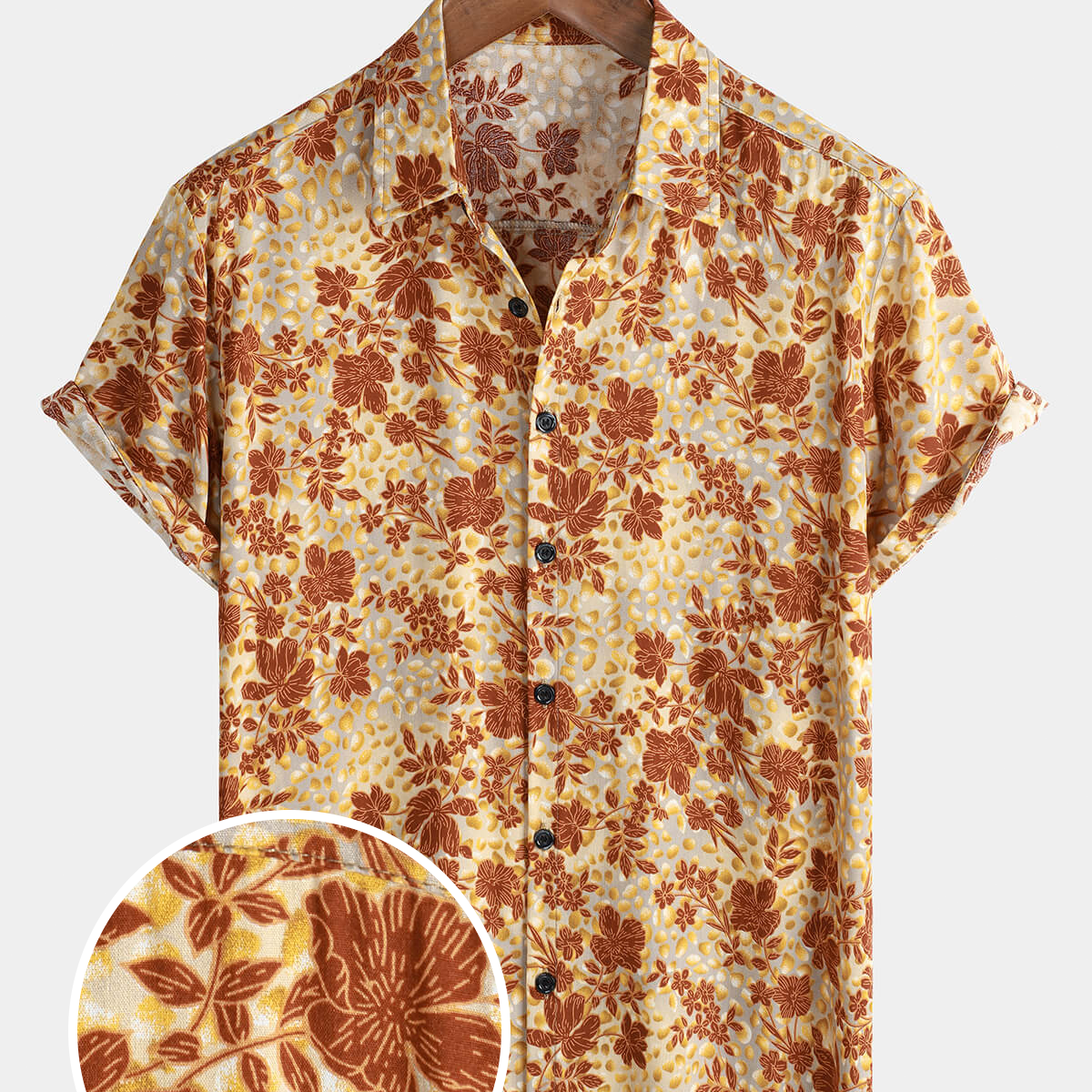 Chemise boutonnée à manches courtes pour hommes, décontractée, d'été, florale, Vintage