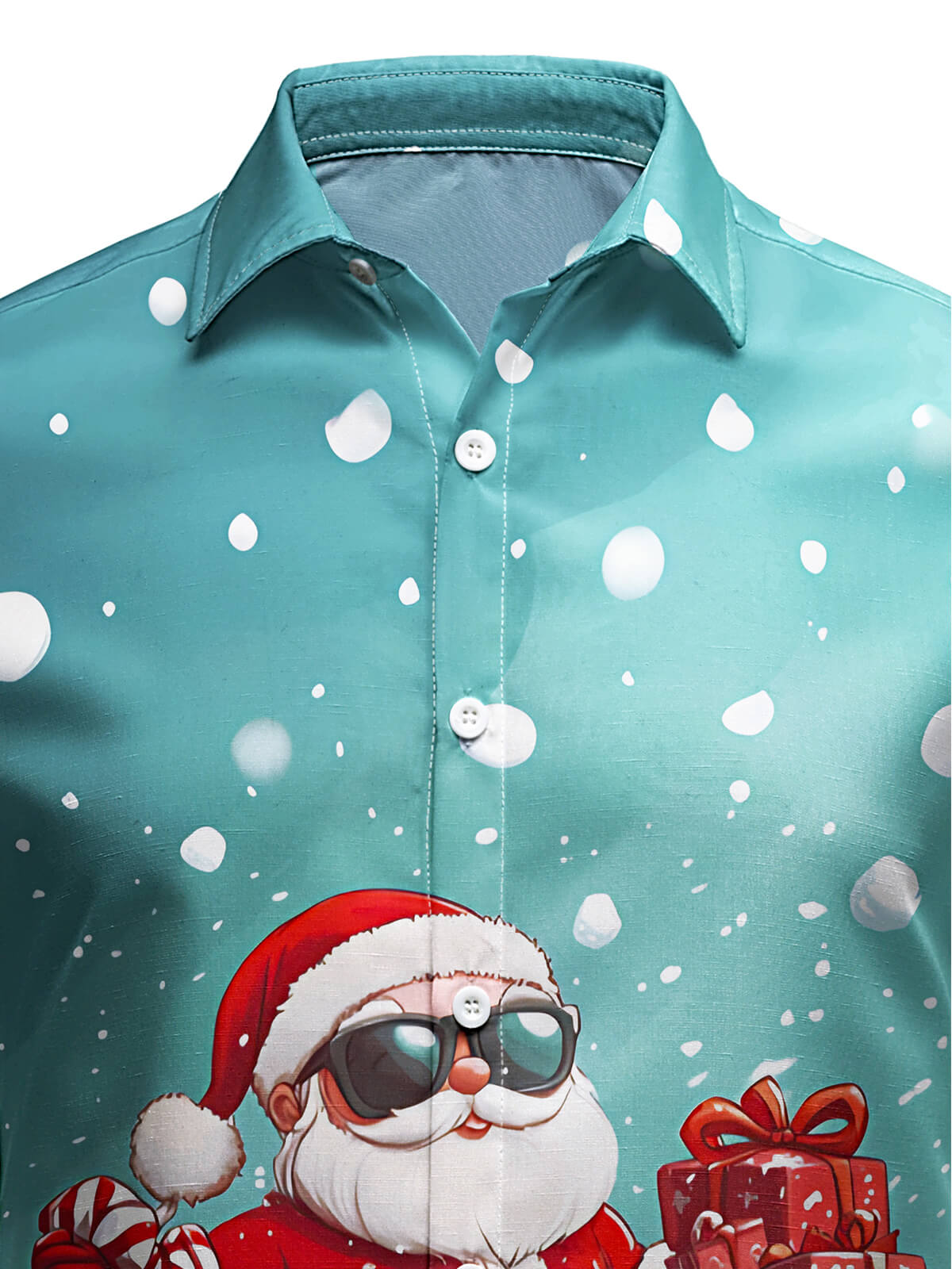 Chemise De Noël Humoristique Pour Hommes - Motif 3D Père Noël - Manches Longues - Tissu Stretch Confort - Tailles S à 5XL