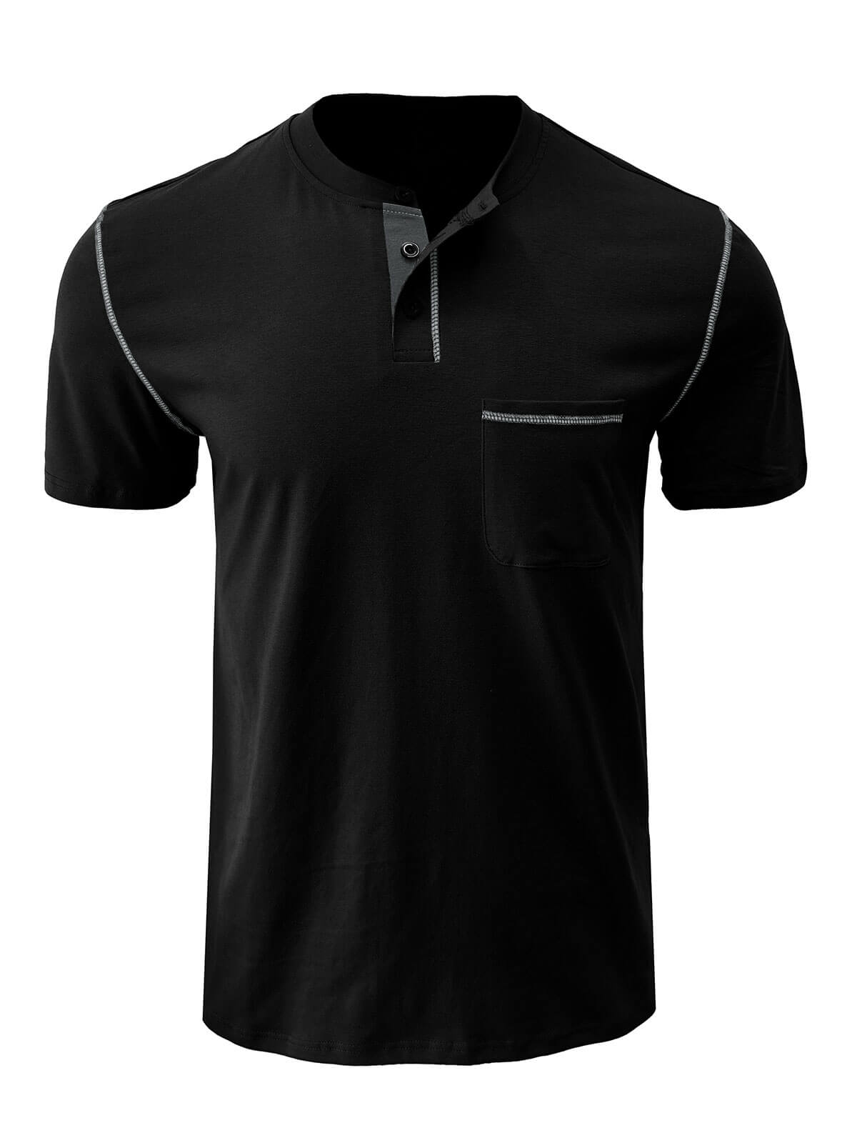 T-shirt décontracté d'été à manches courtes avec poche de couleur unie pour hommes