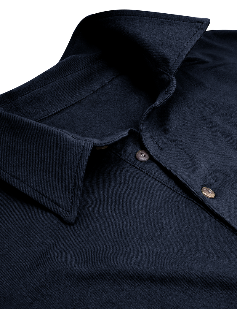 Polo long décontracté en coton avec poche de couleur unie pour hommes