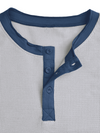 T-shirt à manches courtes décontracté à col Henley de couleur unie pour hommes