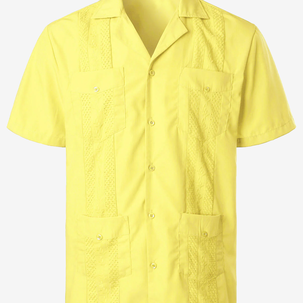Chemise de plage boutonnée à manches courtes Guayabera cubaine brodée d'été pour hommes