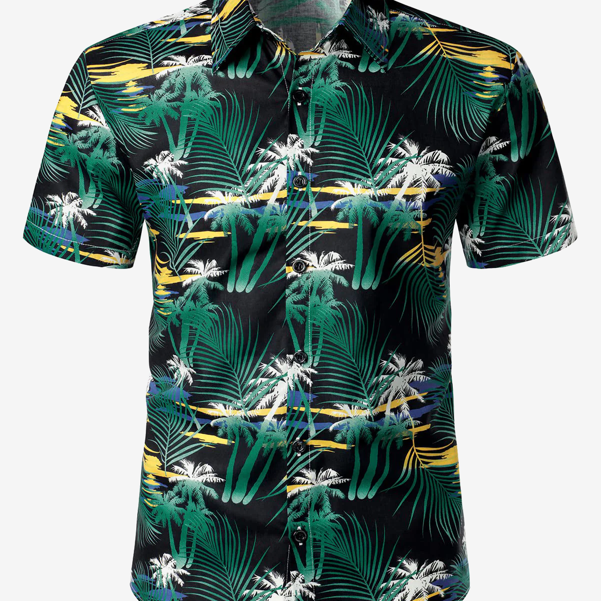 Chemise hawaïenne verte à manches courtes pour hommes