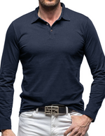 Polo long décontracté en coton avec poche de couleur unie pour hommes