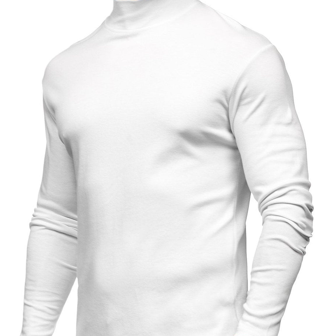 T-shirt décontracté à manches longues et col haut de couleur unie pour hommes