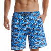 Short de bain à séchage rapide bleu imprimé requin pour homme