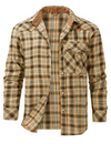 Chemise à manches longues boutonnée avec poche décontractée à carreaux pour hommes