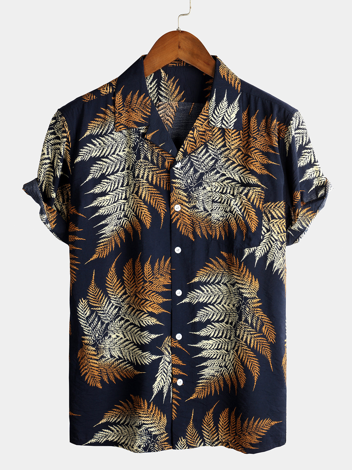 chemise d'homme en pur coton à imprimé style de vacances hawaïennes