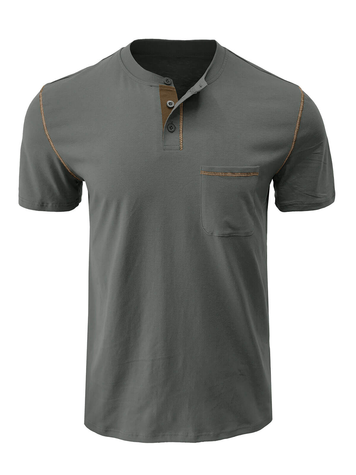 T-shirt décontracté d'été à manches courtes avec poche de couleur unie pour hommes