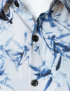 Chemise hawaïenne bleu clair à manches courtes en coton et bambou pour hommes