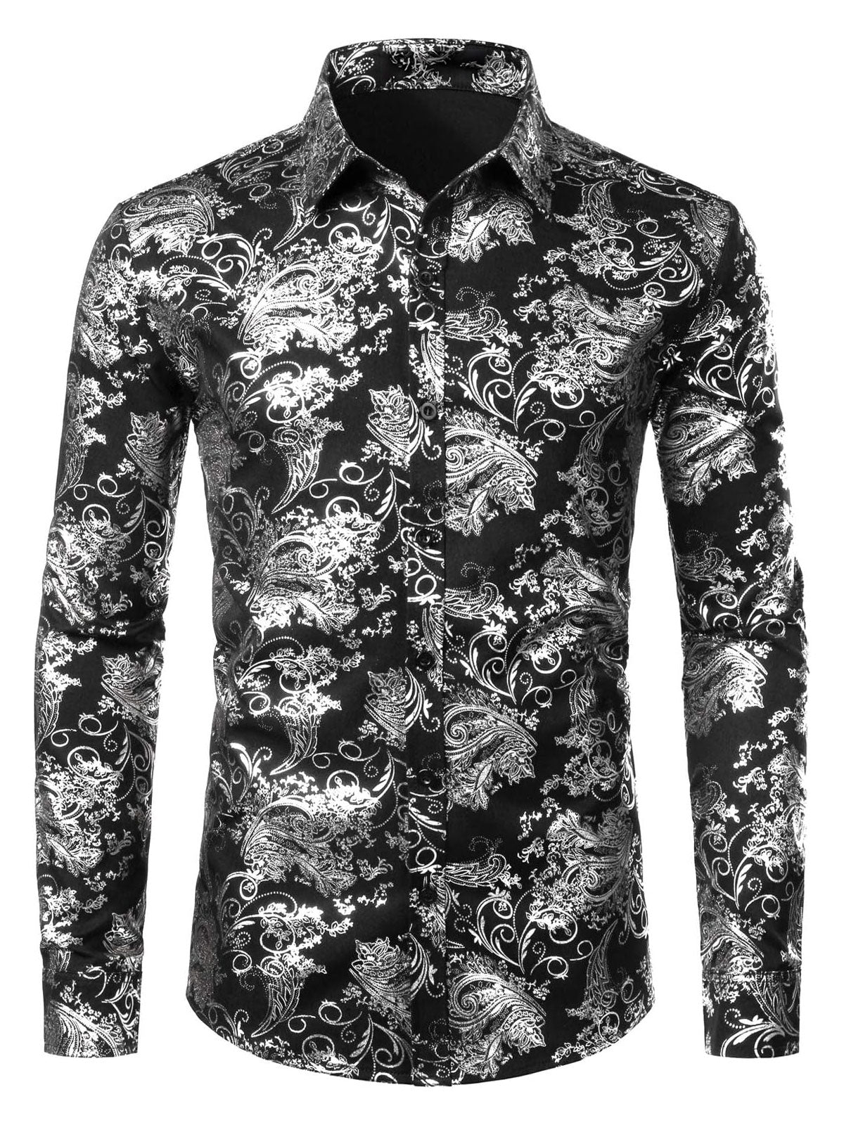 Chemise habillée homme de luxe à motifs cachemire et fleurs brillants
