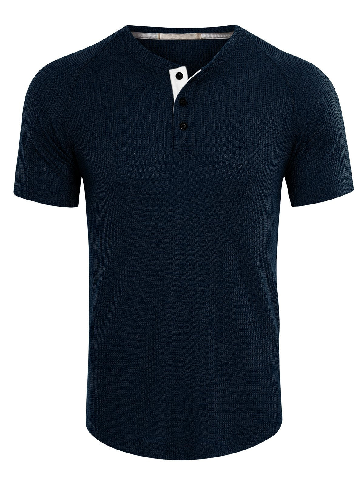 T-shirt Henley décontracté à manches courtes de couleur unie pour hommes