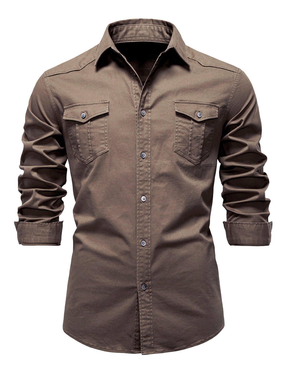 Chemise Cargo Coton Marron Homme